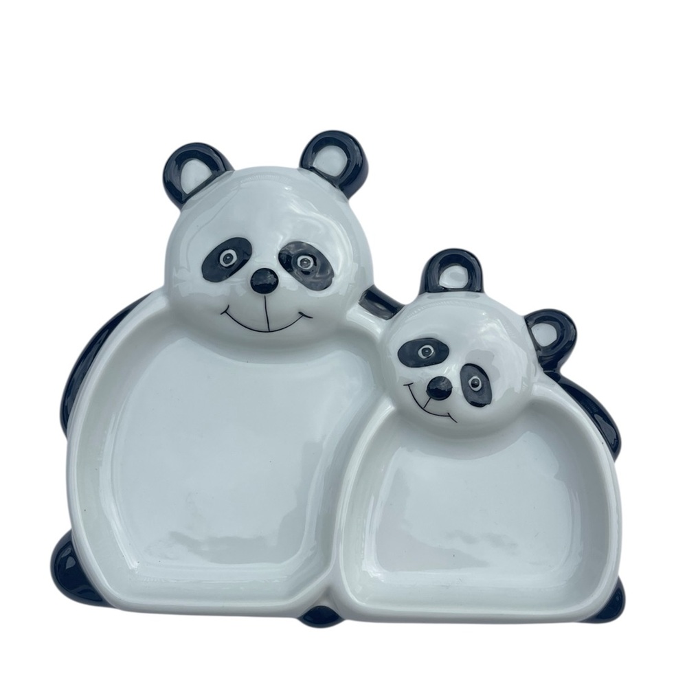 Vintage Panda Plate Child's Divided Dish Studio Nova Fine China Japan
